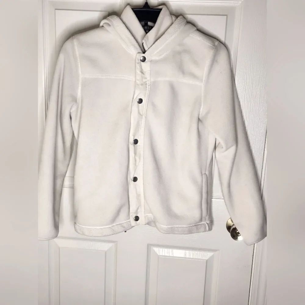 Lauren Ralph Lauren M Cream Fleece Hooded Full Zipper Pockets Unisex Coat Jacket